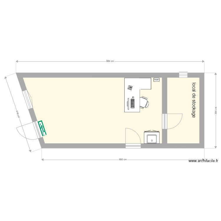 bureau magasin 1. Plan de 0 pièce et 0 m2