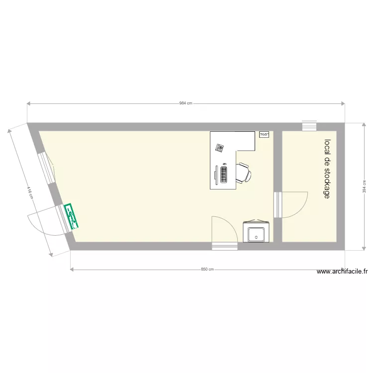 bureau magasin 1. Plan de 