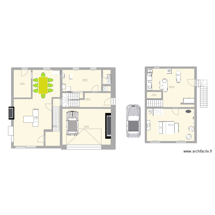 étage . Plan de 9 pièces et 159 m2