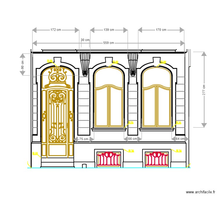 facade Bailli. Plan de 0 pièce et 0 m2