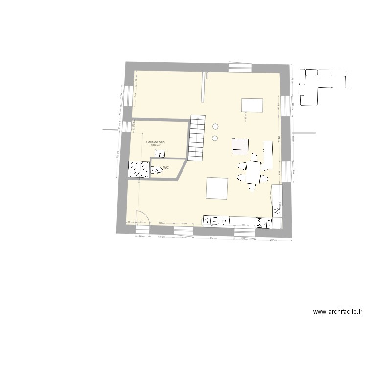 PLAN RDC 3eme VOLET alternatif 2. Plan de 11 pièces et 148 m2