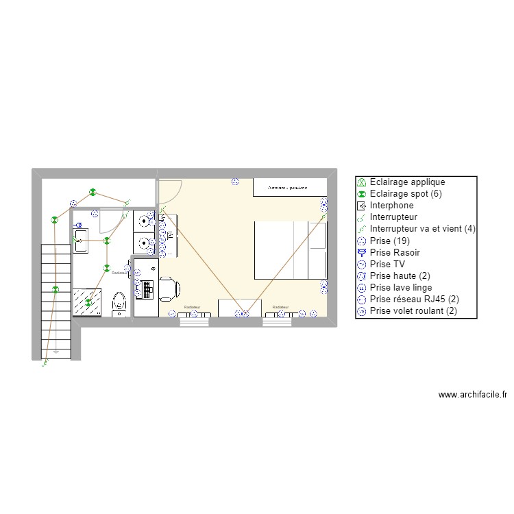 Jules Ferry - Sous-sol V2. Plan de 1 pièce et 19 m2