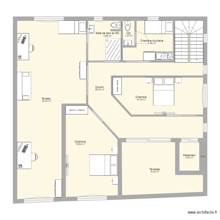 Carnon R+1 v2. Plan de 10 pièces et 137 m2