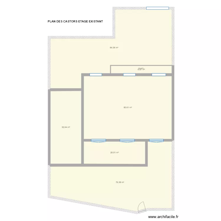 Plan des Castors ext&eacute;rieur &eacute;tage existant . Plan de 