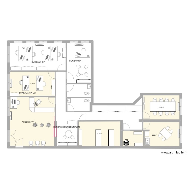  projet agence merignac. Plan de 5 pièces et 92 m2