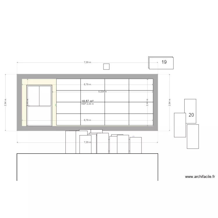 isolation 1 atelier cot&eacute; salon. Plan de 
