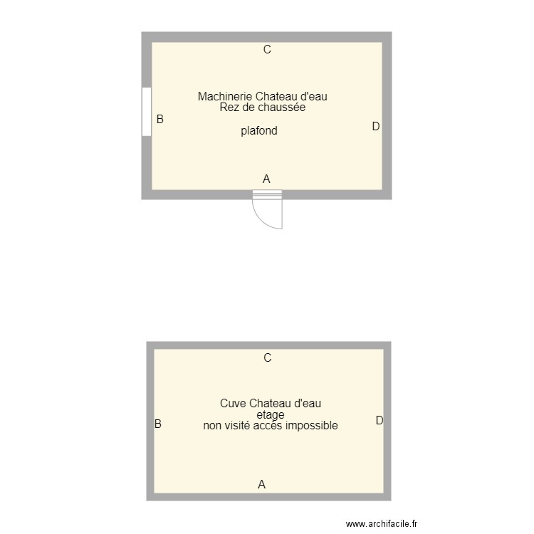 chateau d'eau. Plan de 2 pièces et 49 m2