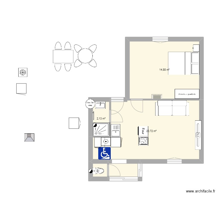 T2 vue faron V2. Plan de 5 pièces et 40 m2