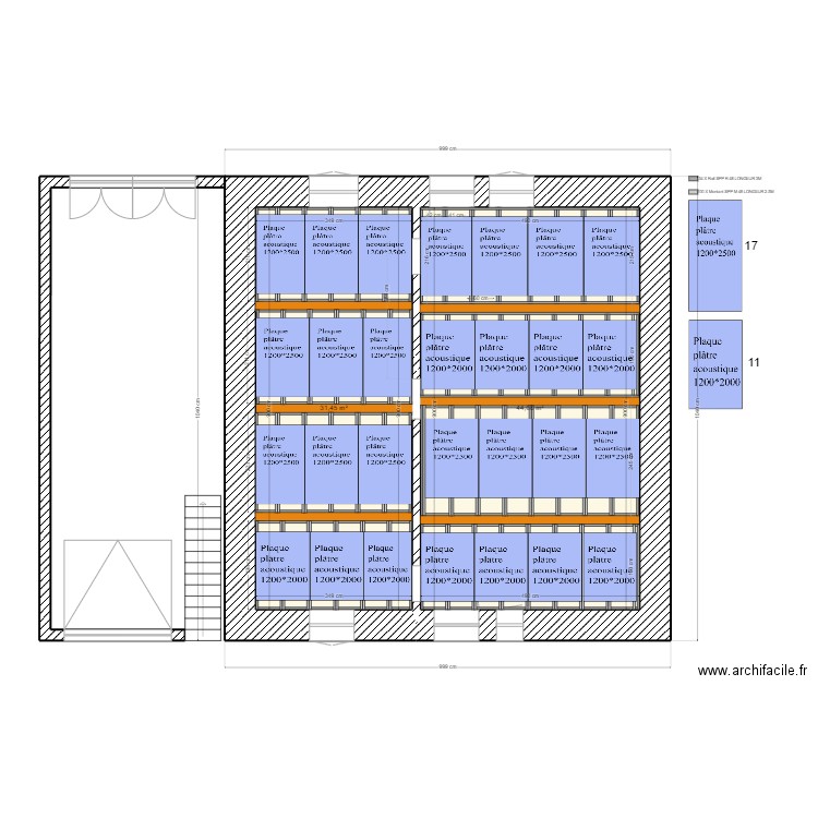 plafond placo . Plan de 2 pièces et 76 m2