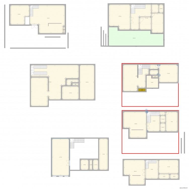 Sous sole. Plan de 32 pièces et 650 m2