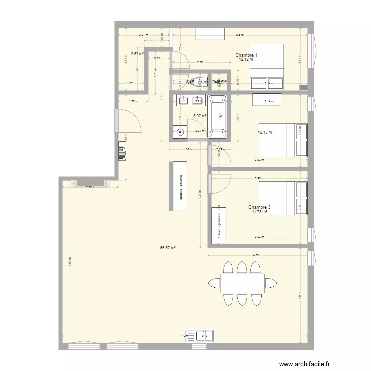 Aloes 4 avec les meubles. Plan de 
