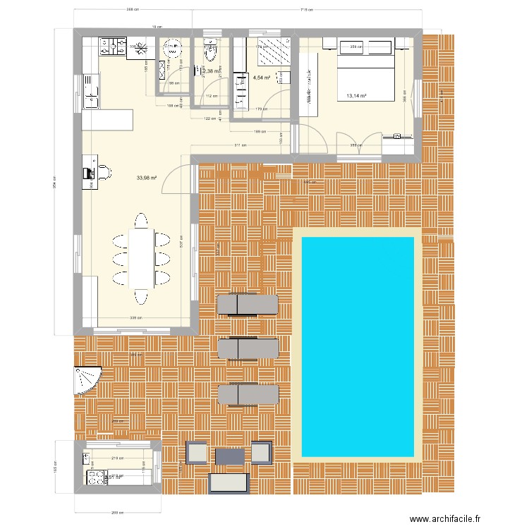 POOL HOUSE  1ere  version . Plan de 0 pièce et 0 m2