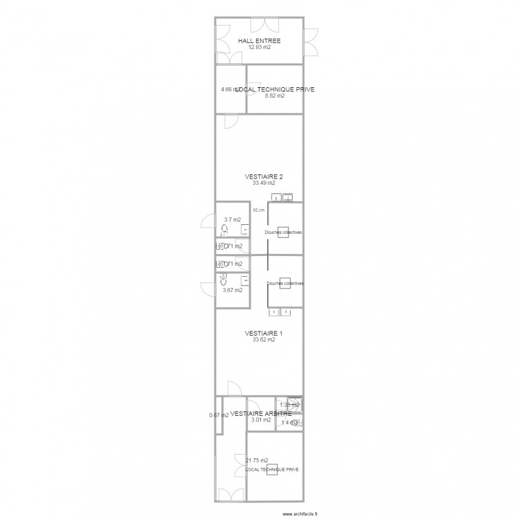 CMCAS GYMNASE FLEURY PROJET VESTIAIRE ARBITRE. Plan de 0 pièce et 0 m2