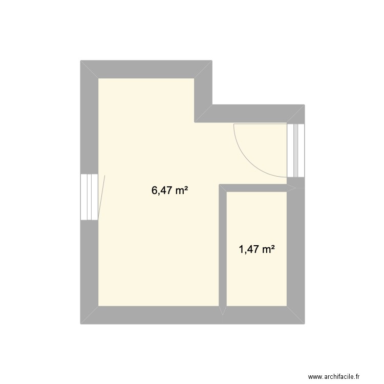 Salle de bains BAS. Plan de 2 pièces et 8 m2