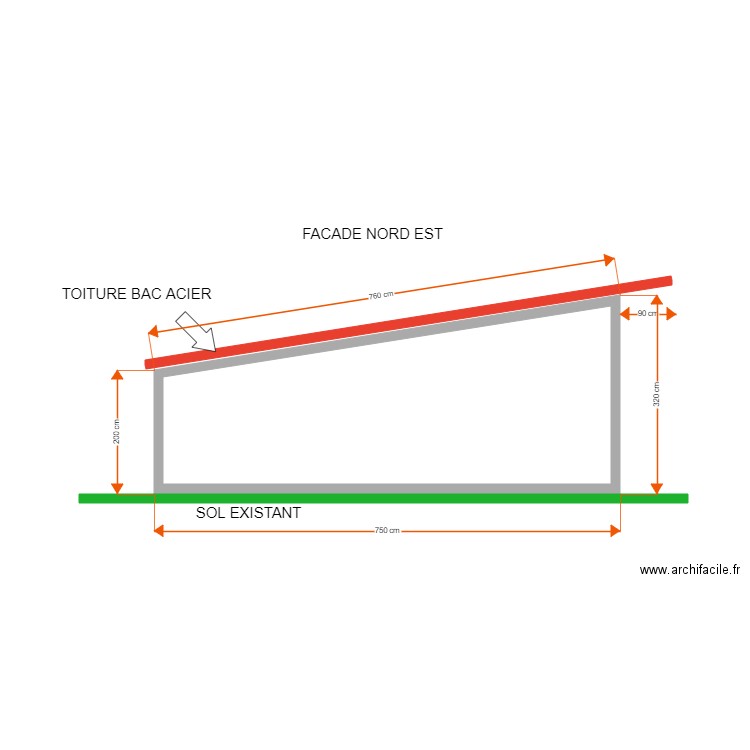 FACADENORD EST RODOUAN. Plan de 1 pièce et 17 m2