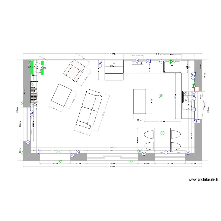 rezdechausséesudélec. Plan de 1 pièce et 37 m2