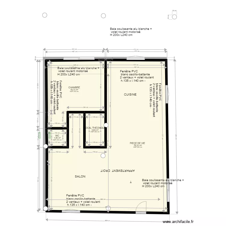 PLAN MESURE DE REL  APPARTEMENT DROIT 15/10 MACON. Plan de 