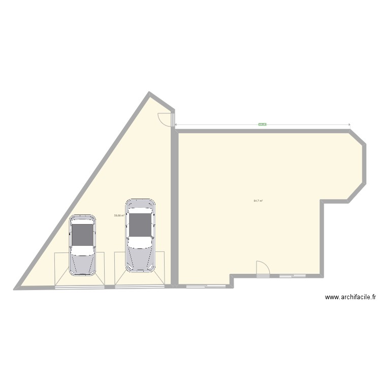 garage. Plan de 2 pièces et 143 m2