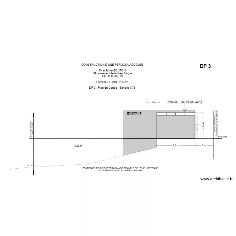 DP 3 BOUTON THARON. Plan de 