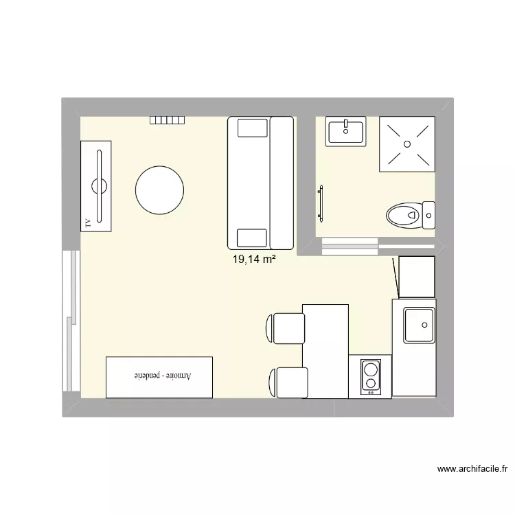 plan3. Plan de 1  et 19 m²