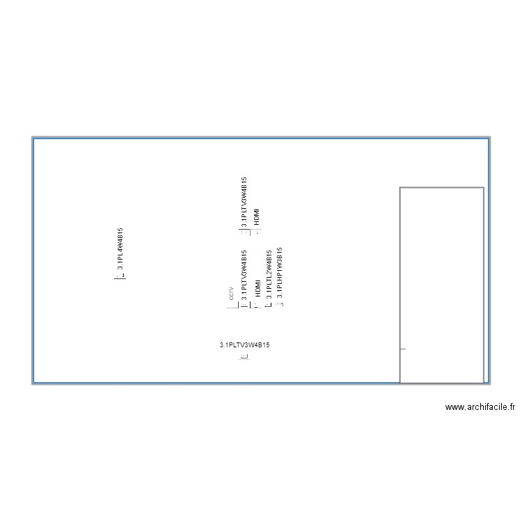 wall 4 living TV plugs X 3. Plan de 1 pièce et 105 m2