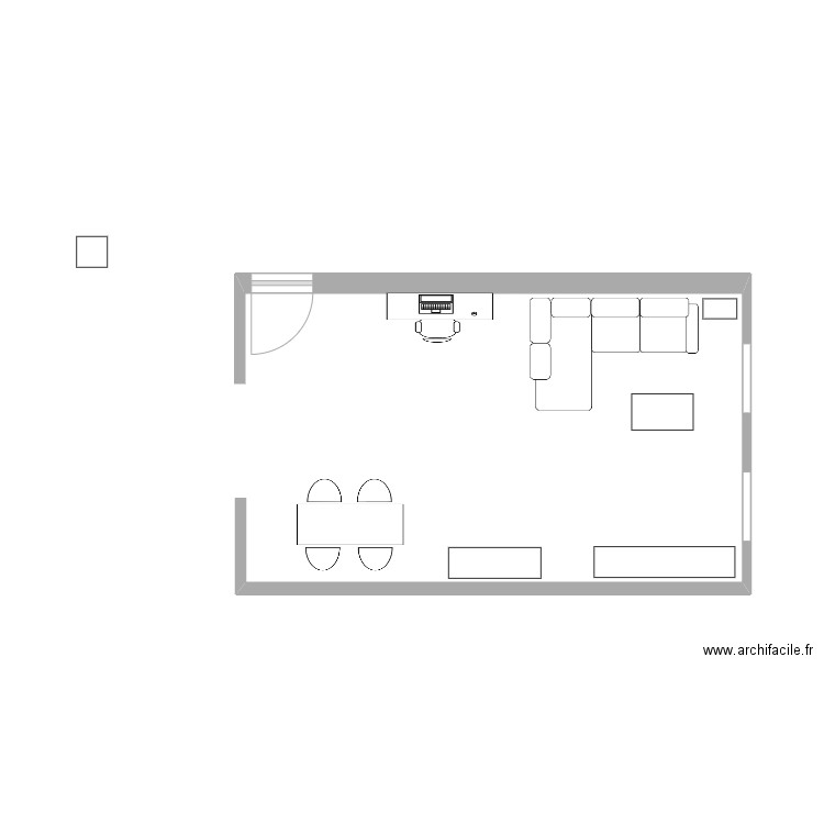 Salon W2.v2. Plan de 2 pièces et 23 m2