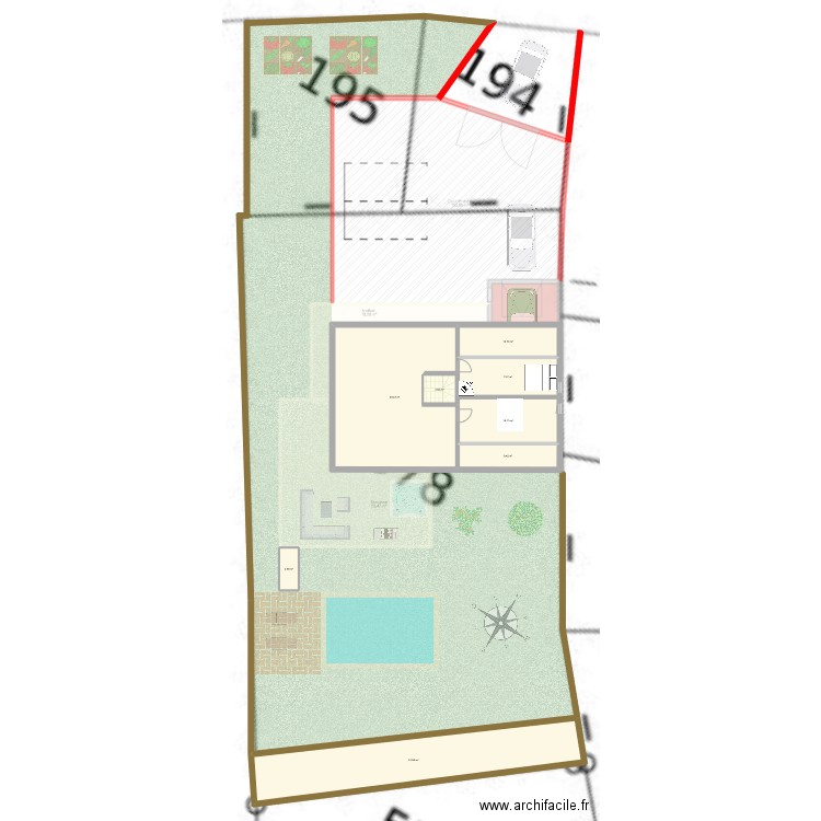 Plan Maison/Garage + extérieur-AB578. Plan de 19 pièces et 566 m2