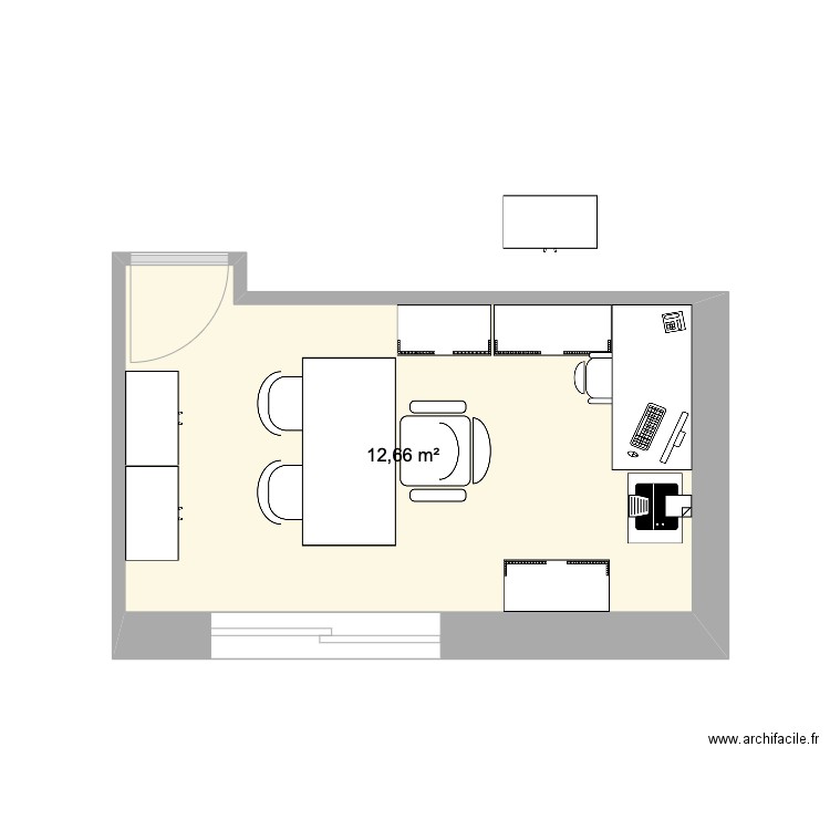 Bureau v9. Plan de 1 pièce et 13 m2