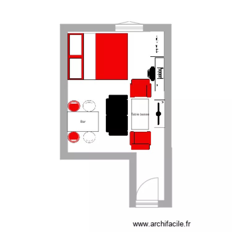 Studio de 16m2. Plan de Studio de 16m2. Plan de