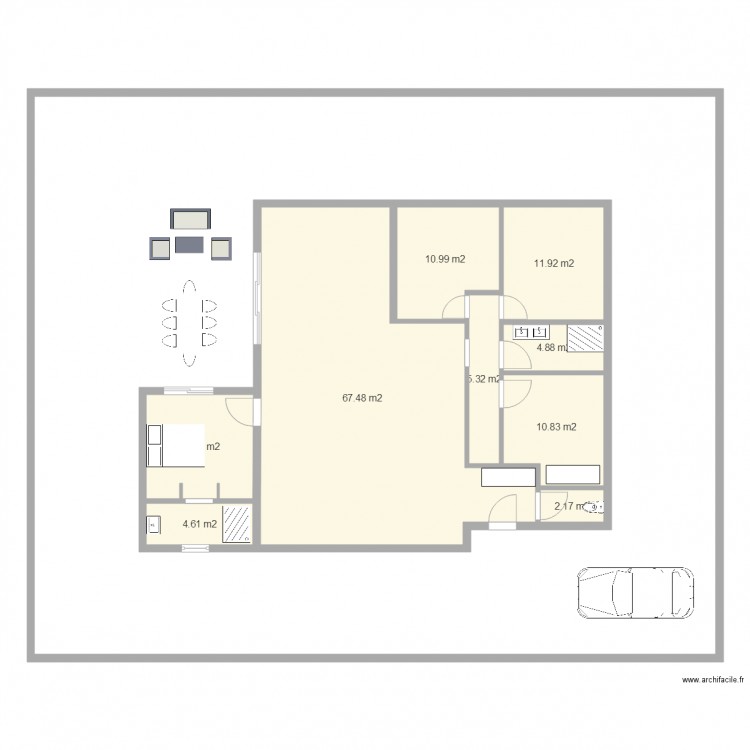 Version gros carré. Plan de 0 pièce et 0 m2