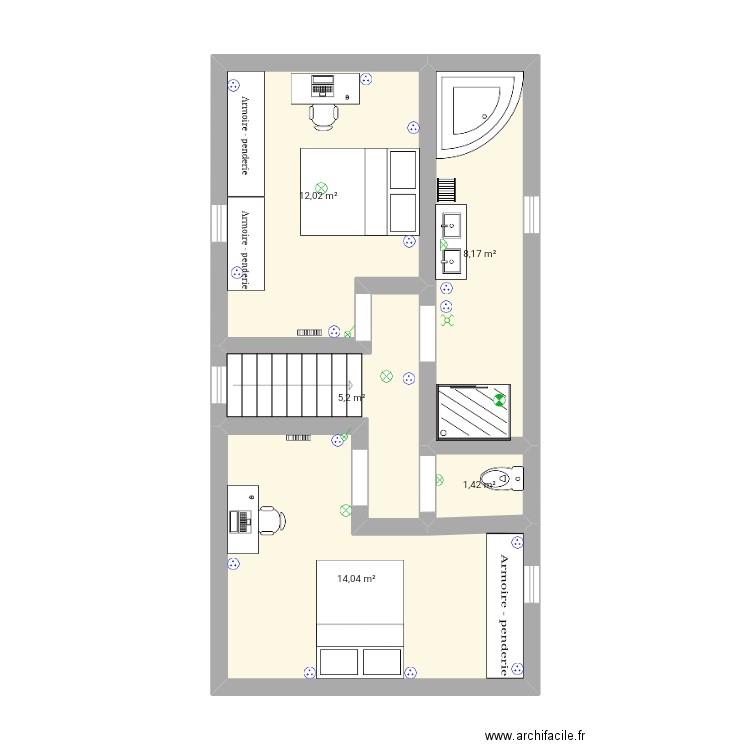Étage . Plan de 5 pièces et 41 m2