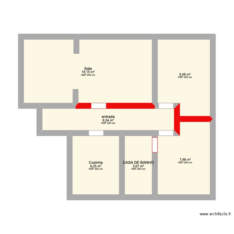 Catarina 2. Plan de 6 pièces et 51 m2