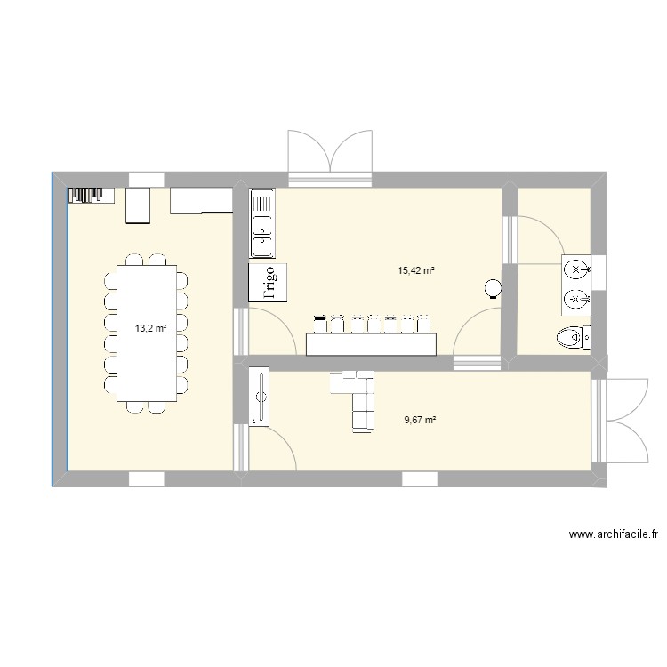 Travailfinal. Plan de 3 pièces et 38 m2