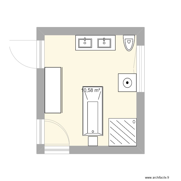 SDB. Plan de 1 pièce et 11 m2