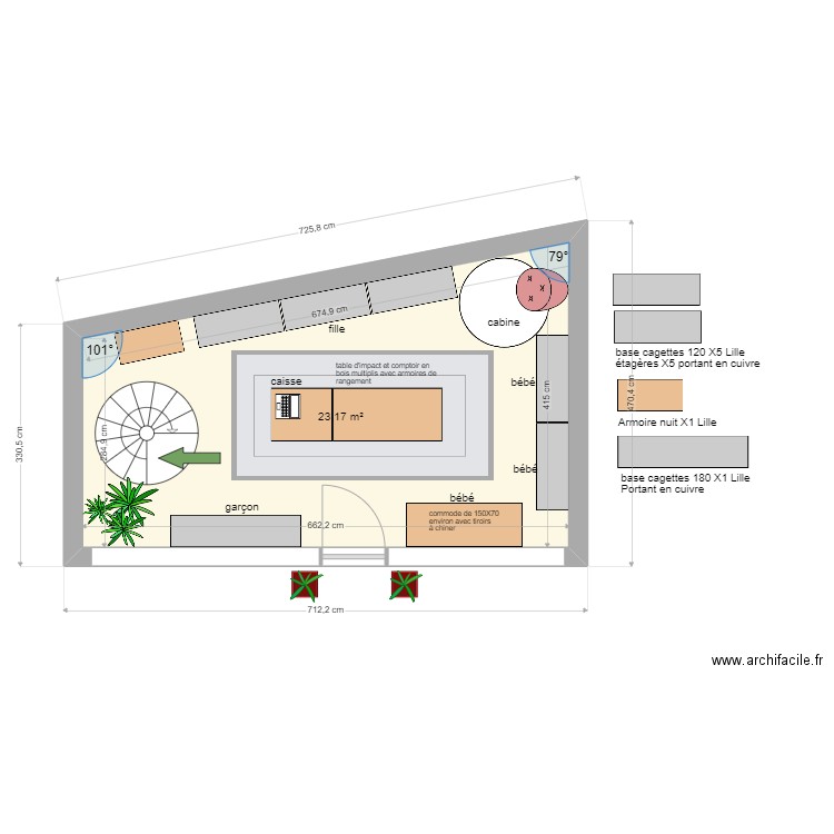 A&P DIJON. Plan de 1 pièce et 23 m2