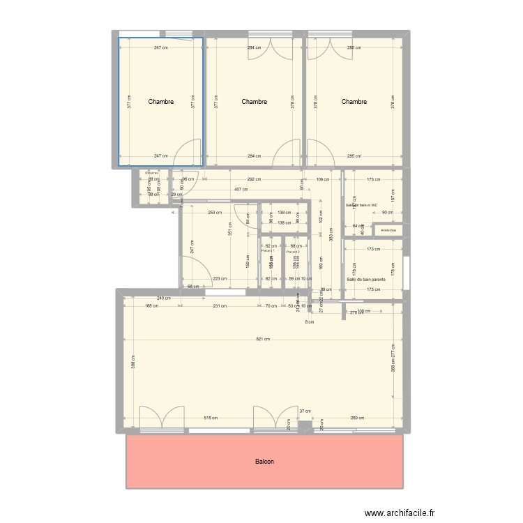 67-1 - OPTION 1. Plan de 14 pièces et 98 m2