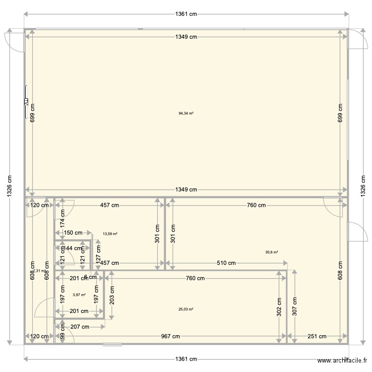 PF2 bis. Plan de 6 pièces et 175 m2