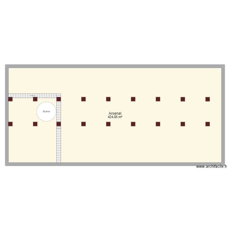 Arsenal. Plan de 1 pièce et 425 m2