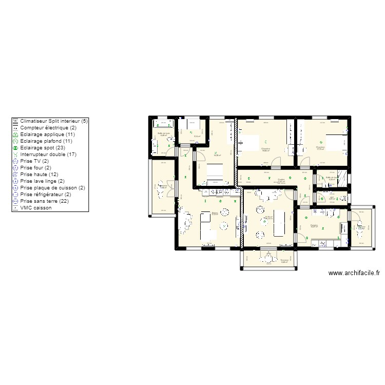 Villa Agondge plan3. Plan de 14 pièces et 175 m2