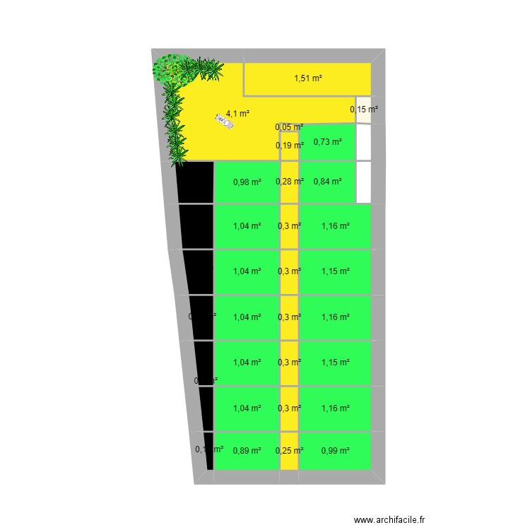 jardin partage. Plan de 33 pièces et 26 m2