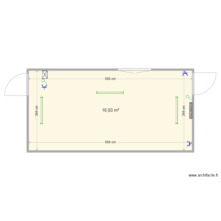 2 63122. Plan de 1 pièce et 17 m2