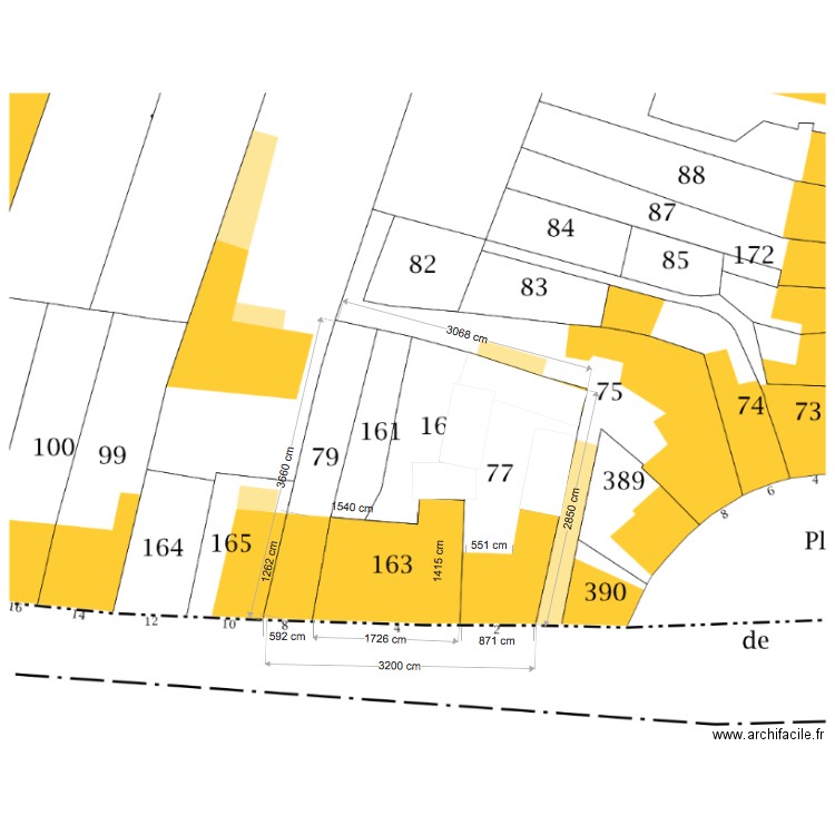 plan de masse après démolition Noyant. Plan de 0 pièce et 0 m2