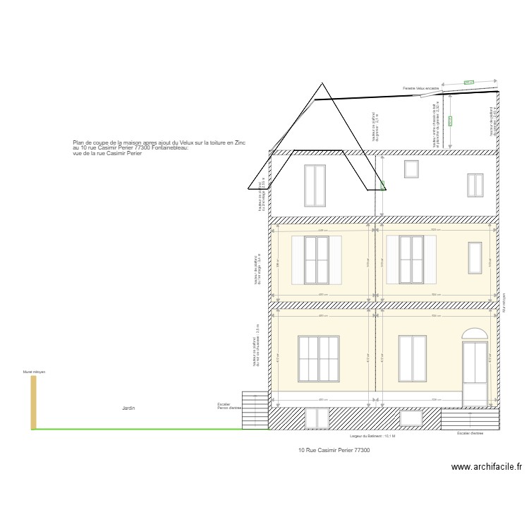 plan de coupe maison 2 etages fenetres apres Velux. Plan de 0 pièce et 0 m2