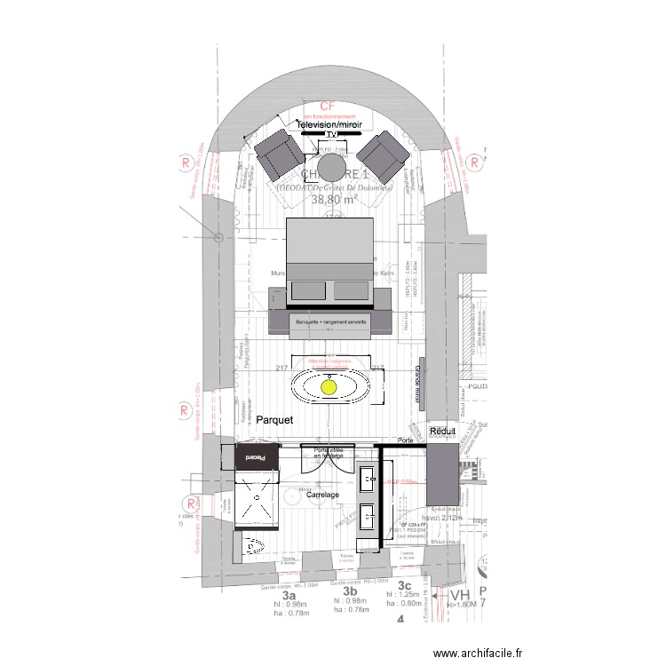 Chambre 1 plan éclairage. Plan de 0 pièce et 0 m2