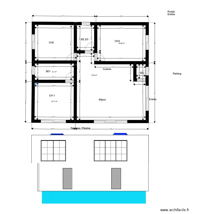 exemple pour Colbert. Plan de 4 pièces et 91 m2