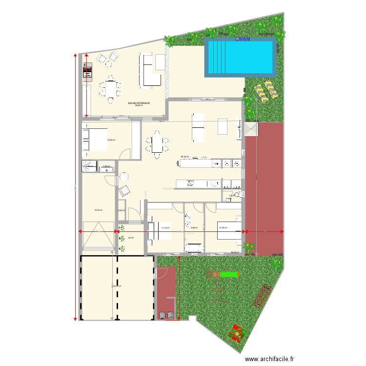 PLAN POUGET 2 2EME. Plan de 15 pièces et 335 m2