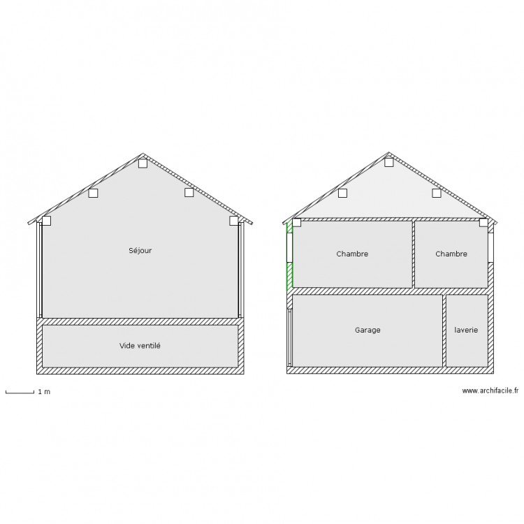 plan coupe sejour. Plan de 0 pièce et 0 m2