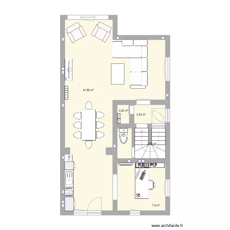 rdc meubl&eacute;. Plan de 