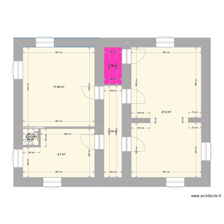 plan RDC oprion wc salle à manger. Plan de 6 pièces et 63 m2
