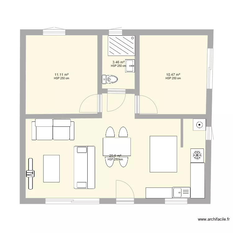 appartement 55m2 2 chambres. Plan de appartement 55m2 2 chambres. Plan de
